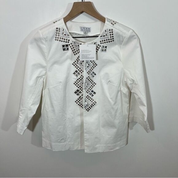 NWT Joan Rivers Geometric Embellished Jacket w/ 3/4 Sleeves | Size 10 - Picture 2 of 10
